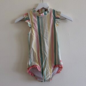 Striped Ruffle Butts Swimsuit